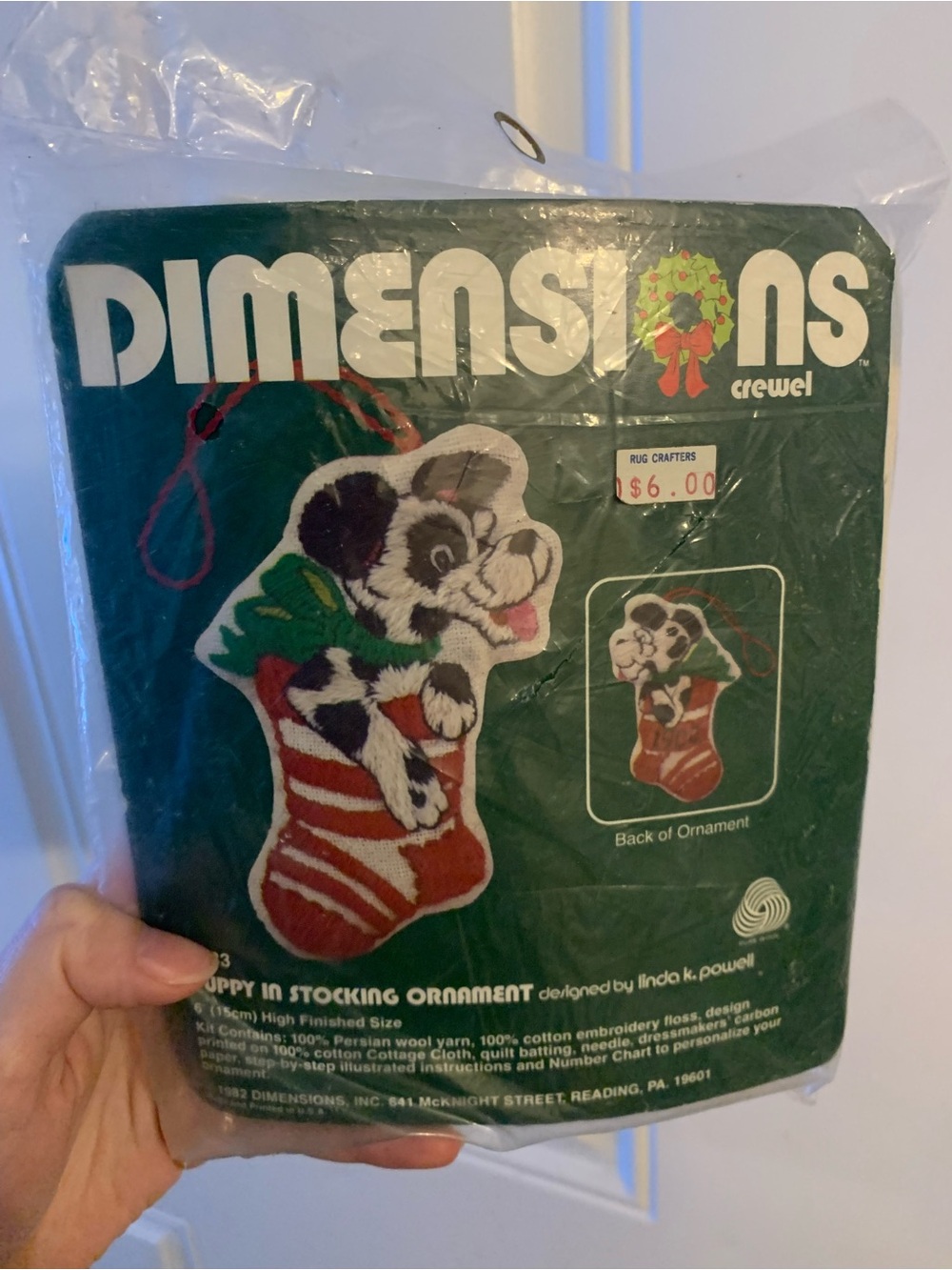Dimensions Crewel Puppy in Stocking Holiday/Christmas Ornament sewing Kit 8033